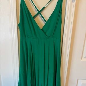 Forever 21 Emerald Green Strapless Crossback Dress